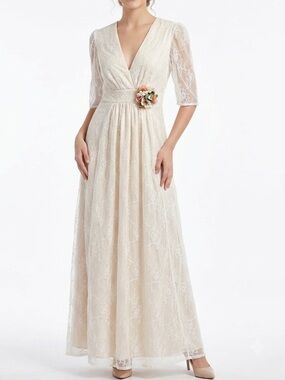 James Coviello Vintage Inspired Lace Maxi Dress Boho Bride Sample Sz S